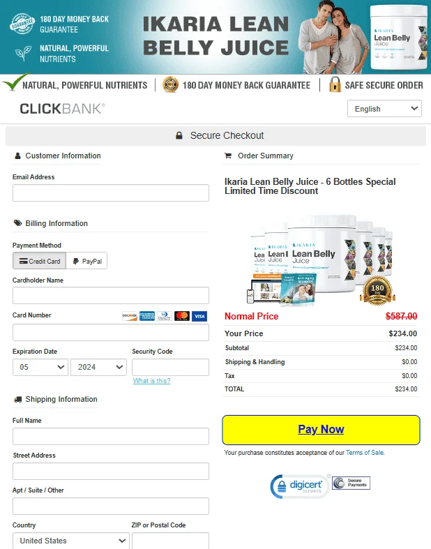 Ikaria JuiceCheckout Page